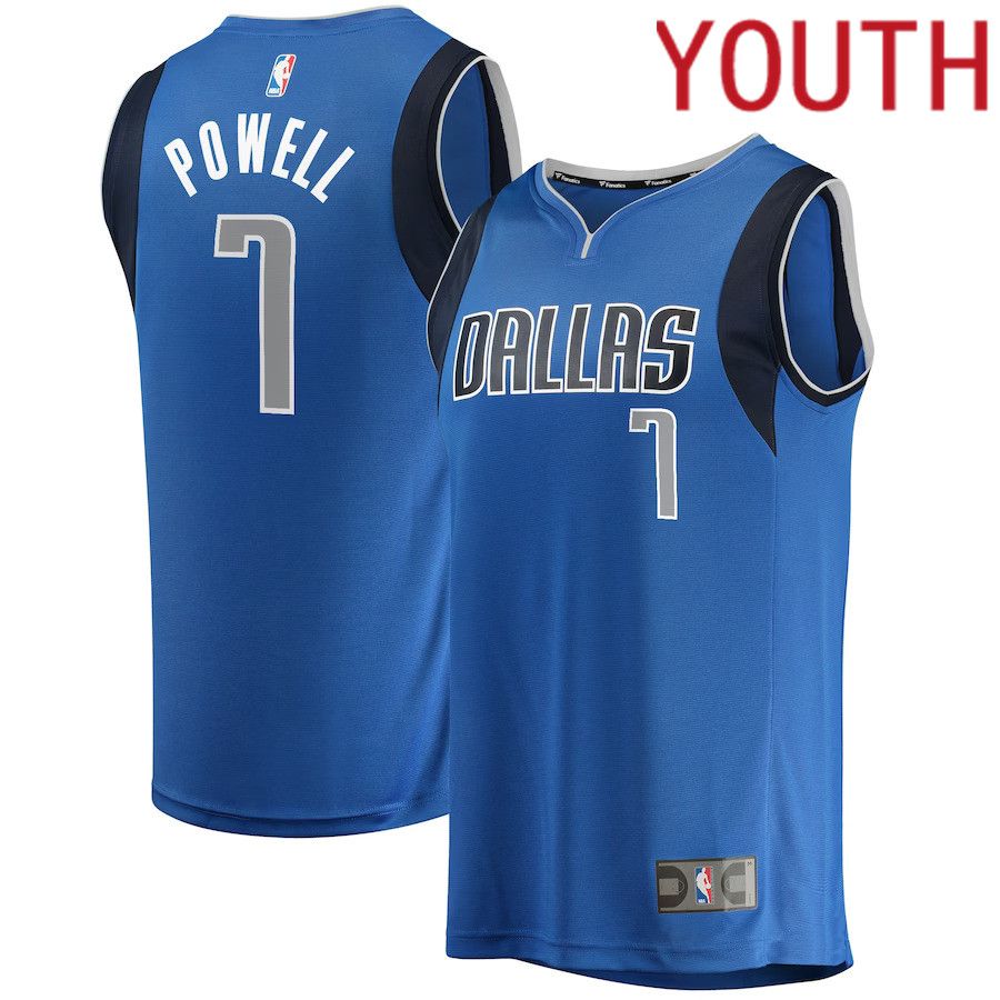 Youth Dallas Mavericks #7 Dwight Powell Fanatics Branded Blue Fast Break Player NBA Jersey->denver nuggets->NBA Jersey